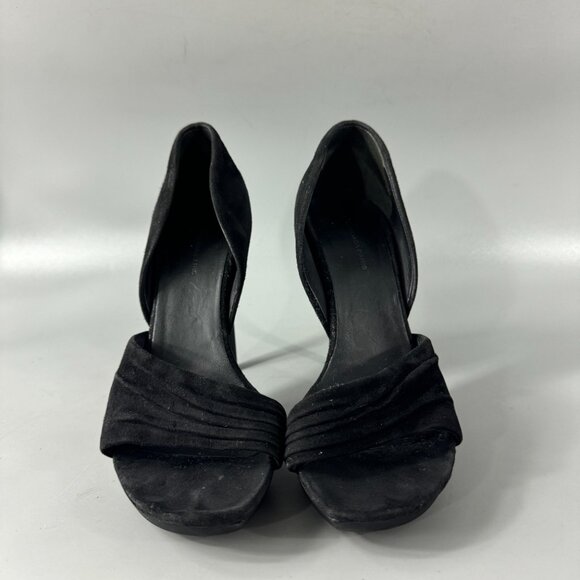 Authentic Balenciaga Strappy Open-Toe Black Suede Pumps, Size 38